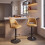 (Camel, Set of 2) PU Bar Stools, Adjustable Swivel Breakfast Bar Chairs with Open Backrest 1