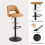 (Camel, Set of 6) PU Bar Stools, Adjustable Swivel Breakfast Bar Chairs with Open Backrest 6