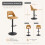 (Camel, Set of 4) PU Bar Stools, Adjustable Swivel Breakfast Bar Chairs with Open Backrest 3