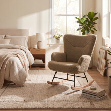 (Brown) Rocking Chair, Upholstered Comfort Lounge Chair - GOEURVANT