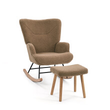 (Brown) Rocking Chair with footstool Set, Upholstered Comfort Lounge Chair - GOEURVANT