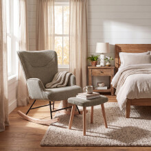 (Sable) Rocking Chair with footstool Set, Upholstered Comfort Lounge Chair - GOEURVANT