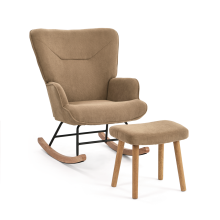 (Camel) Rocking Chair with footstool Set, Upholstered Comfort Lounge Chair - GOEURVANT