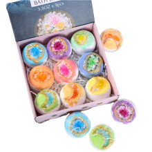Bath Bomb Gift Set for Women 9 Pcs Multicolor, Natural Essential Oils for Stress Relief and Hydration