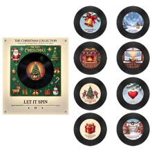 Magnetic Vinyl Player for Fridge Christmas Music Box with 9 NFC Discs Minirecord Player Magnet for Refrigerator Decor