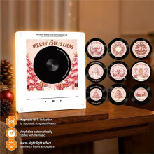 Magnetic Vinyl Music Player Fridge Magnet 9 NFC Discs Personalized Audio LED Retro Design Christmas Music Decor