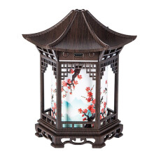 Vintage Chinese Pavilion Air Humidifier Essential Oil Diffuser LED Night Light Mist Maker Home Decor Gift B