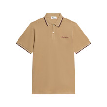 (2XL, Biscuit) Ben Sherman Mens Signature Pique Short Sleeve Polo Shirt
