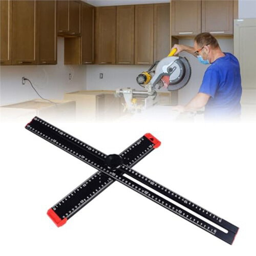 Adjustable T Square Measuring Tool Aluminum 60cm, 2 in 1 Carpenter Angle Ruler for Woodworking & Engineering Layout 2