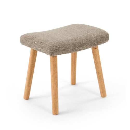 (Sable) GOEURVANT Fabric Footstool Ottoman with Solid Wood Legs 1