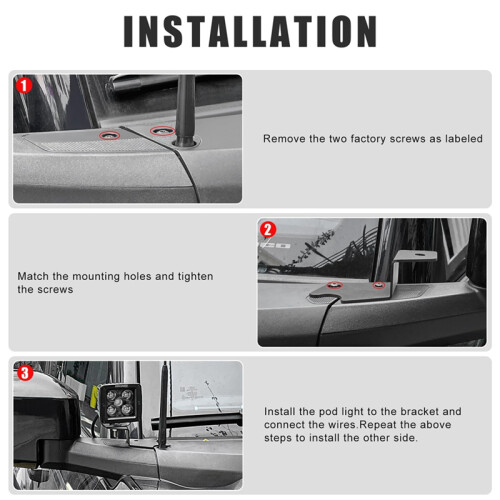 A-Pillar Light Bar Brackets for  Bronco 2021 2022 2023 LED Light Bar Mount Bracket Accessories