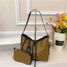 (Dark brown, 29*25*10) Retro printed tote bag for women large capacity drawstring bag