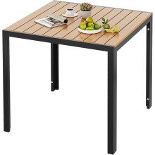 (Black+Teak) Garden Dining Table 75x75cm Alu+Wood