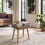 (Brown) GOEURVANT Fabric Footstool Ottoman with Solid Wood Legs 1