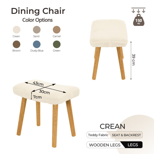 (Creme) GOEURVANT Fabric Footstool Ottoman with Solid Wood Legs 2