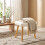 (Creme) GOEURVANT Fabric Footstool Ottoman with Solid Wood Legs 4