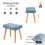 (Blue) GOEURVANT Fabric Footstool Ottoman with Solid Wood Legs 3