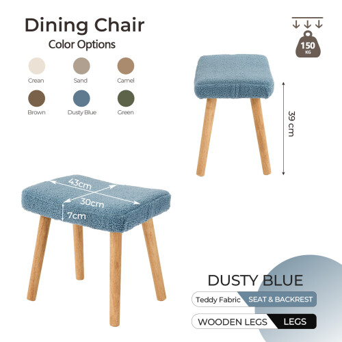 (Blue) GOEURVANT Fabric Footstool Ottoman with Solid Wood Legs 2