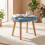 (Blue) GOEURVANT Fabric Footstool Ottoman with Solid Wood Legs 1