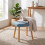 (Blue) GOEURVANT Fabric Footstool Ottoman with Solid Wood Legs 5