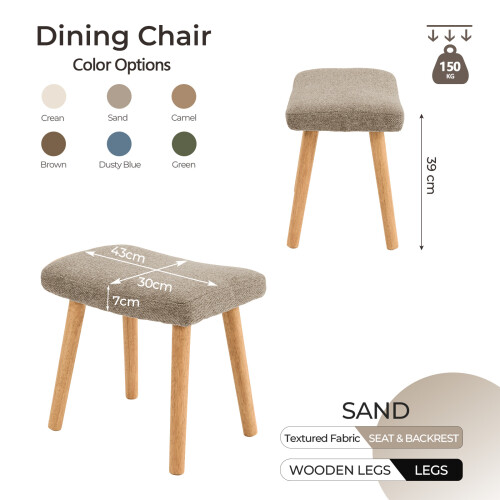 (Sable) GOEURVANT Fabric Footstool Ottoman with Solid Wood Legs 2