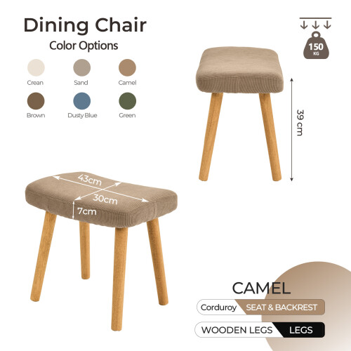 (Camel) GOEURVANT Fabric Footstool Ottoman with Solid Wood Legs 2