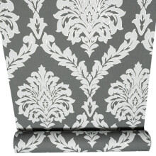 Fine Decor Charcoal Floral Damask Black Silver Glitter Shimmer Textured Vinyl Wallpaper