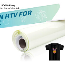 HTVRONT Vinyle de Sublimation HTV pour Tissu Foncé, 12inX5ft, Brillant ou Mat, Durable pour T-shirts et Sacs