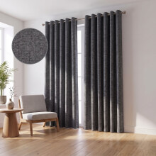 (66" x 54" In, Charcoal) 100% Blackout Ringtop Curtains- 260GSM Thick Linen Curtains 3 Layers Light Blocking Technology