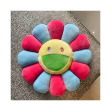 (Blue Red) 40CM Sunflower Flower Plush Pillow for Chair Sofa Bed Home Décor