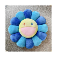 (Blue Yellow) 40CM Sunflower Flower Plush Pillow for Chair Sofa Bed Home Décor