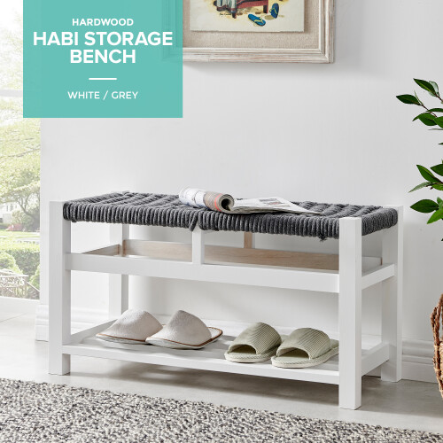 LIVIVO Habi Hallway Shoe Bench - Grey/White 1