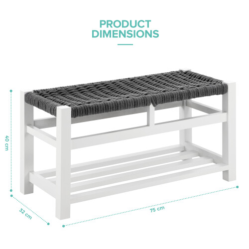 LIVIVO Habi Hallway Shoe Bench - Grey/White 2