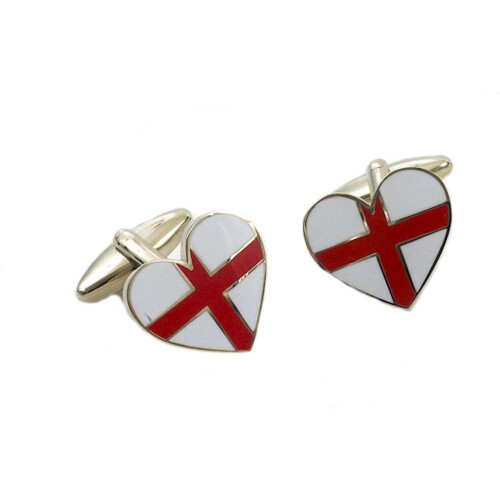 England St George Flag Heart Shaped Cufflinks