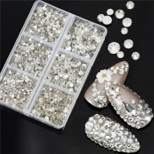 2600 Pcs Clear Rhinestones, 6 Sizes Crystal Flatback Hotfix Gems for Nail Art, DIY Crafts, Face, Phone, Clothes, Shoes, Jewelry and Bag Decoration