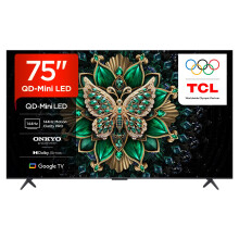 TCL 75C6K-UK 75 Inch QD-Mini LED TV, 4K HDR Premium 1000nits, Smart TV Powered by Google TV (Dolby Vision IQ & Atmos, Onkyo 2.1 Sound System, 144Hz Mo