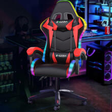 Ergonomic Gaming Chair with LED Lights for Adults (With Led Light, Red)