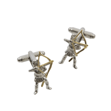 Archer with Golden Longbow and Arrow Cufflinks