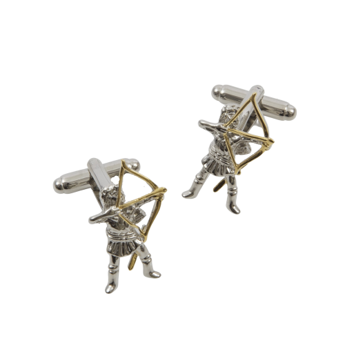 Archer with Golden Longbow and Arrow Cufflinks
