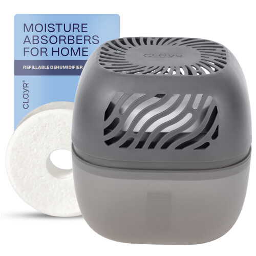 Reusable Dehumidifier 1000ml 2 Refill Tabs Grey