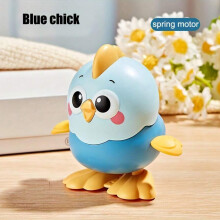 (Blue) Clockwork Jumping Chicken Toys, Cartoon Clockwork Animal Toys, Interactive Crawling Toys For Toddlers And Children