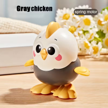 (GRAY) Clockwork Jumping Chicken Toys, Cartoon Clockwork Animal Toys, Interactive Crawling Toys For Toddlers And Children