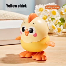 (YELLOW) Clockwork Jumping Chicken Toys, Cartoon Clockwork Animal Toys, Interactive Crawling Toys For Toddlers And Children
