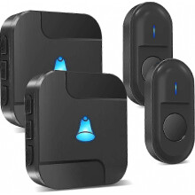 Wireless Doorbell: Wireless Entry Doorbell with 2 Waterproof Doorbell Buttons and 2 Receivers, IP55 Waterproof, 55 Chimes, LED Flashes
