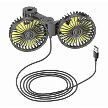 Ventilateur de voiture USB 12-24 V portable à double tête, 3 vitesses, rotation à 360, pour la maison, le bureau et la voiture