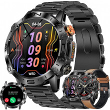Smart Watches for Men(Answer/Make Call), 1.43" AMOLED Fitness Tracker Watch with Blood Pressure/Heart Rate Monitor, SpO2, Fitness Watch for Men,