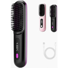 Rechargeable Wireless Hair Straightener with Ionic Heating and 3 Temperature Settings, Black