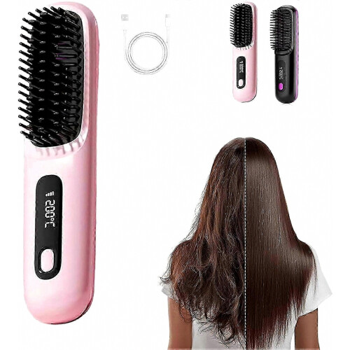 Rechargeable Wireless Hair Straightener with Ionic Heating and 3 Temperature Settings, Black 1