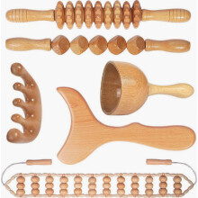 Houten massagetools, Maderoterapia Kit, hulpmiddelen voor lichaamsvorming, lymfedrainage en anti-cellulitis. Houten massageroller voor rug en spi