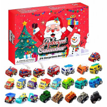 Calendrier de l'Avent 24 jours, voitures miniatures à friction (véhicules d'intervention et d'urgence), cadeau de Noël pour garçons